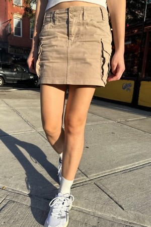 Beige Brandy Melville Beverly Cargo Mini Skirts | USA 71635-XLQJ