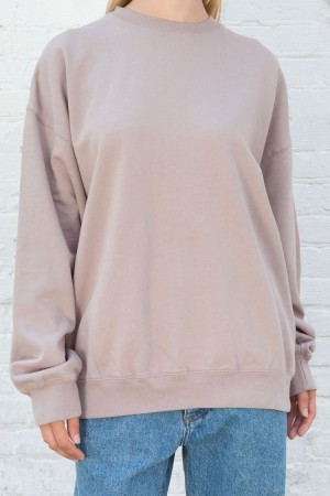 Beige Brandy Melville Erica Oversized Sweatshirts | USA 91728-NYRH