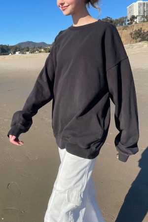 Black Brandy Melville Erica Oversized Sweatshirts | USA 15830-ONZB