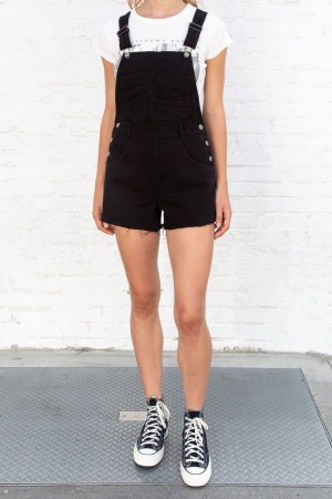 Black Brandy Melville Hayley Overall Shorts | USA 89703-QHPR