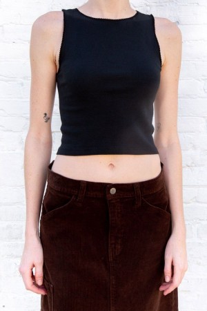 Black Brandy Melville Vicki Tank Tops | USA 48235-DHSO