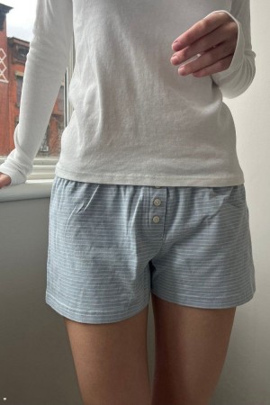 Blue White Brandy Melville Keira Stripe Shorts | USA 31650-DEMB
