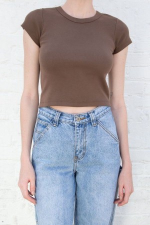 Brown Brandy Melville Ashlyn Tops | USA 23097-YOXV