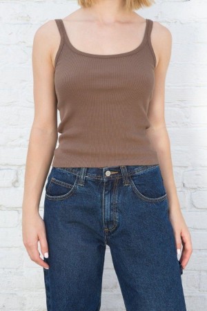 Brown Brandy Melville Beyonca Long Tank Tops | USA 69801-KDZB