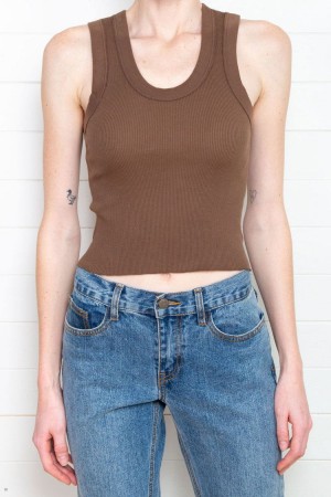 Brown Brandy Melville Connor Tank Tops | USA 47380-VFQU