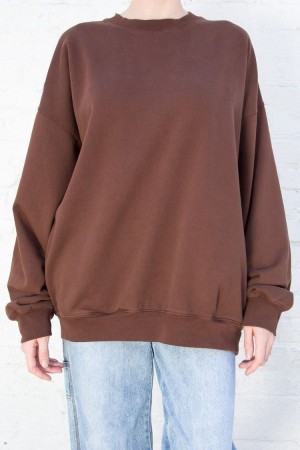 Brown Brandy Melville Erica Oversized Sweatshirts | USA 63024-CVLJ
