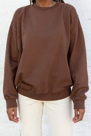 Brown Brandy Melville Erica Oversized Sweatshirts | USA 50817-AUPK