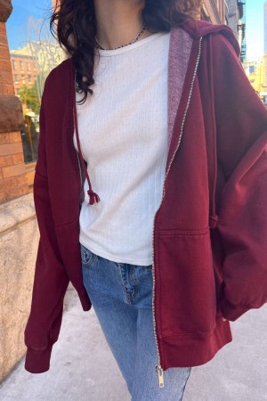 Burgundy Brandy Melville Christy Hoodie | USA 58046-LNYJ