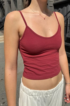 Burgundy Brandy Melville Mirabelle Cropped Tank Tops | USA 50139-JVIS