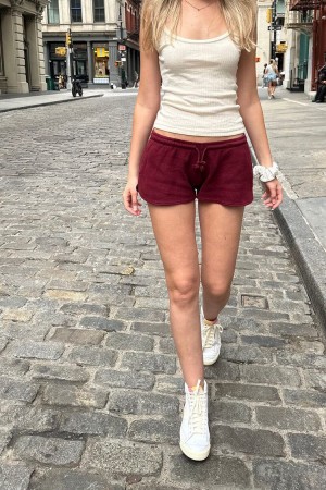 Burgundy Brandy Melville Summer Thermal Shorts | USA 89615-NKYT