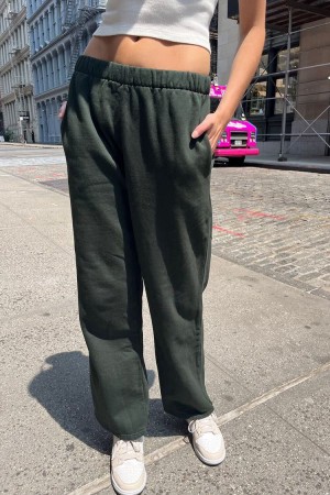 Dark Green Brandy Melville Anastasia Soft Sweatpants | USA 21476-MPNR