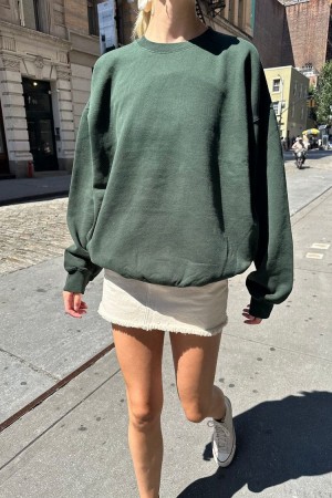 Dark Green Brandy Melville Erica Oversized Sweatshirts | USA 56942-RJLE