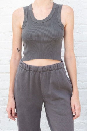 Dark Grey Brandy Melville Connor Tank Tops | USA 69457-BSCA