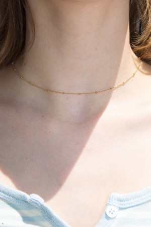 Gold Brandy Melville Beaded Chain Necklace | USA 15678-AFDS