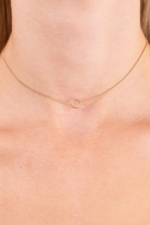 Gold Brandy Melville Circle Choker Necklace | USA 49032-ZTOI