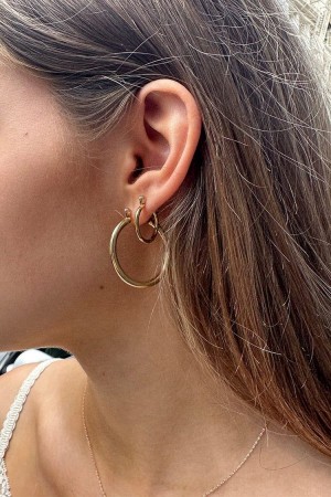 Gold Brandy Melville Hoop Set Earrings | USA 69125-ZIUW