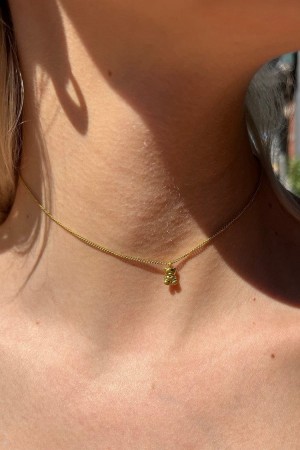 Gold Brandy Melville Teddy Bear Choker Necklace | USA 38241-KSUH