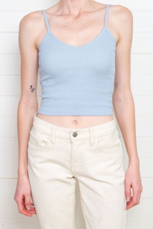 Light Blue Brandy Melville Lorene Cropped Tank Tops | USA 68520-TMWG