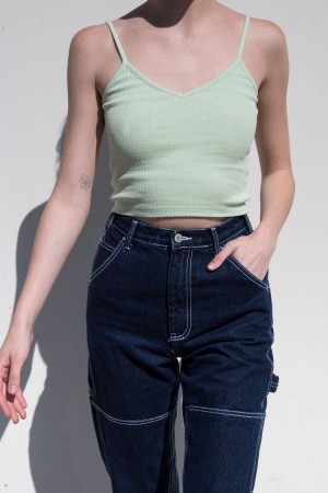 Light Green Brandy Melville Lorene Cropped Tank Tops | USA 17940-OBRL