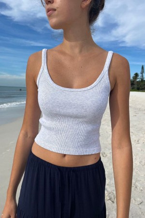 Light Grey Brandy Melville Beyonca Crop Tank Tops | USA 34802-CZHB