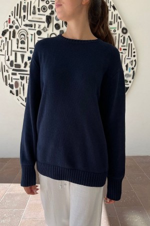 Navy Brandy Melville Brianna Cotton Sweaters | USA 87134-JFXY