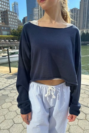 Navy Brandy Melville Cameron Cropped Sweaters | USA 39254-DXTQ