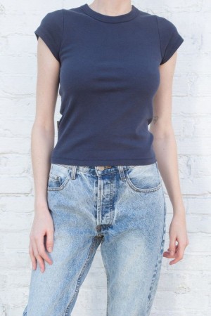 Navy Brandy Melville Hailie Tops | USA 28109-FMIA