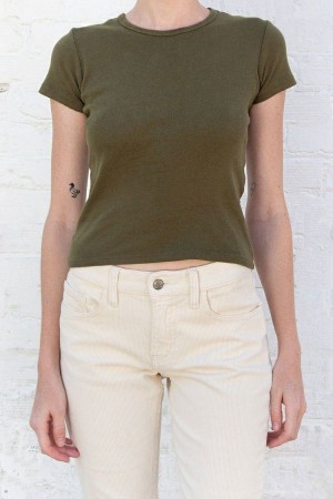 Olive Brandy Melville Hailie Tops | USA 34276-AFKC