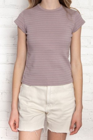 Purple Pink Brandy Melville Hailie Long Striped Tops | USA 58670-BQFT