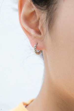 Silver Brandy Melville Rope Earrings | USA 93681-OLKP