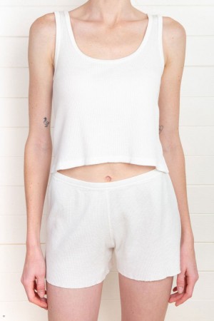 White Brandy Melville Aubrie Thermal Tank Tops | USA 69253-IGXK