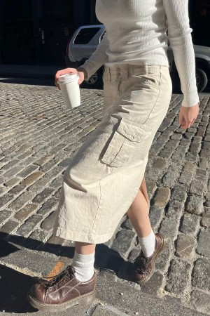 White Brandy Melville Beverly Cargo Skirts | USA 63407-XTMH