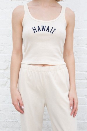 White Brandy Melville Beyonca Hawaii Tank Tops | USA 24789-LXFI