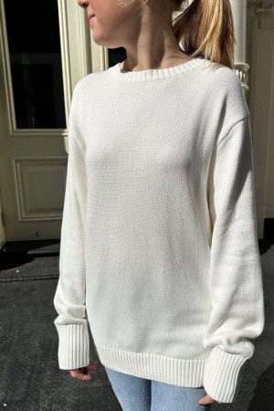 White Brandy Melville Brianna Cotton Sweaters | USA 58216-KRGM