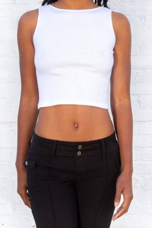 White Brandy Melville Vicki Tank Tops | USA 75346-JFPA