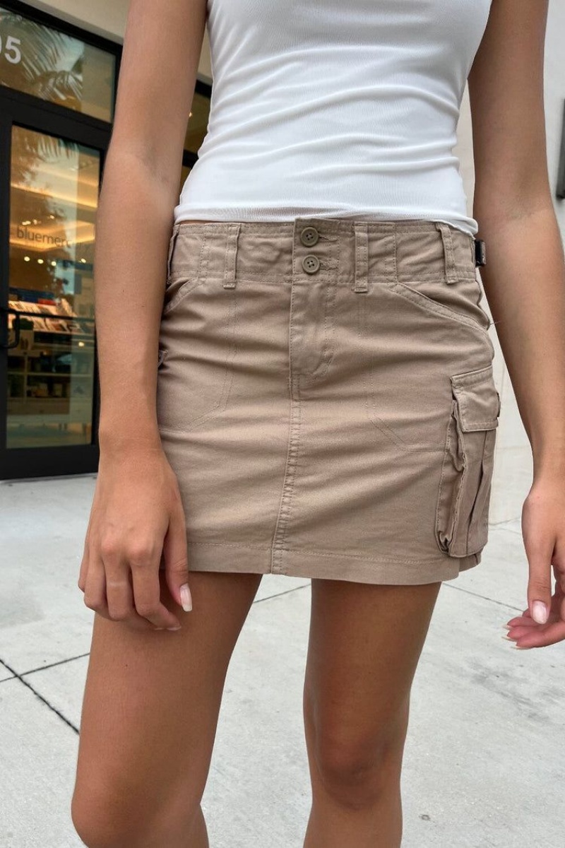 Beige Brandy Melville Beverly Cargo Mini Skirts | USA 71635-XLQJ