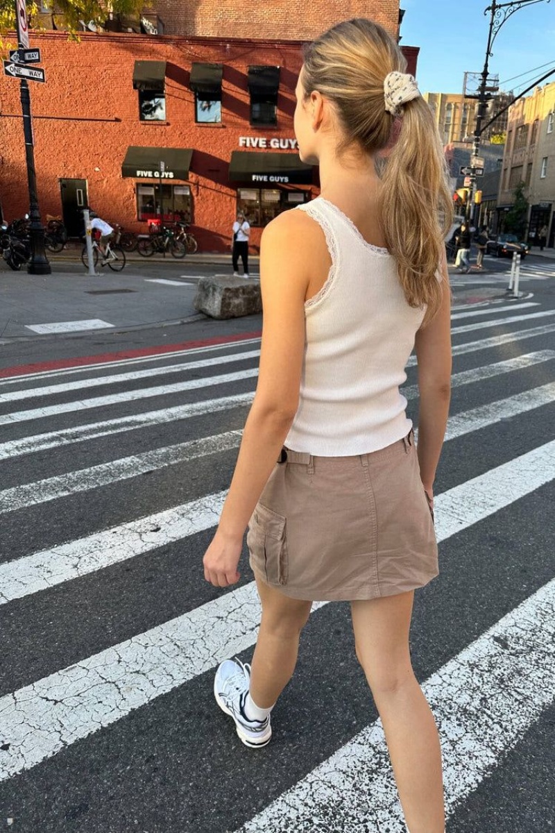 Beige Brandy Melville Beverly Cargo Mini Skirts | USA 71635-XLQJ