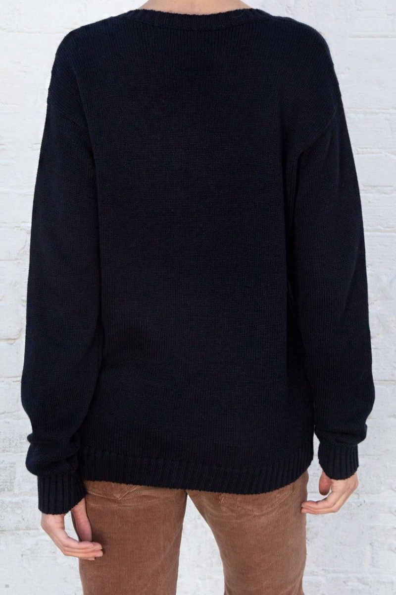 Black Brandy Melville Coraline Cotton Sweaters | USA 05248-GHYL