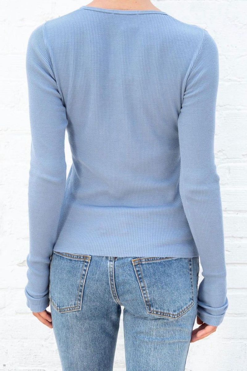 Blue Brandy Melville Ahern Thermal Long Sleeve Tops | USA 98503-QGIF