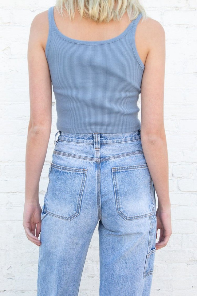 Blue Brandy Melville Beyonca Crop Tank Tops | USA 81072-XEVH