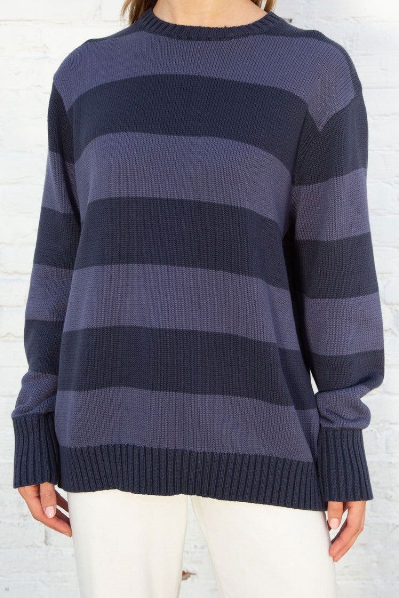 Blue Brandy Melville Brianna Cotton Thick Stripe Sweaters | USA 70968-SGRH