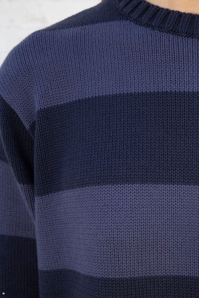 Blue Brandy Melville Brianna Cotton Thick Stripe Sweaters | USA 70968-SGRH