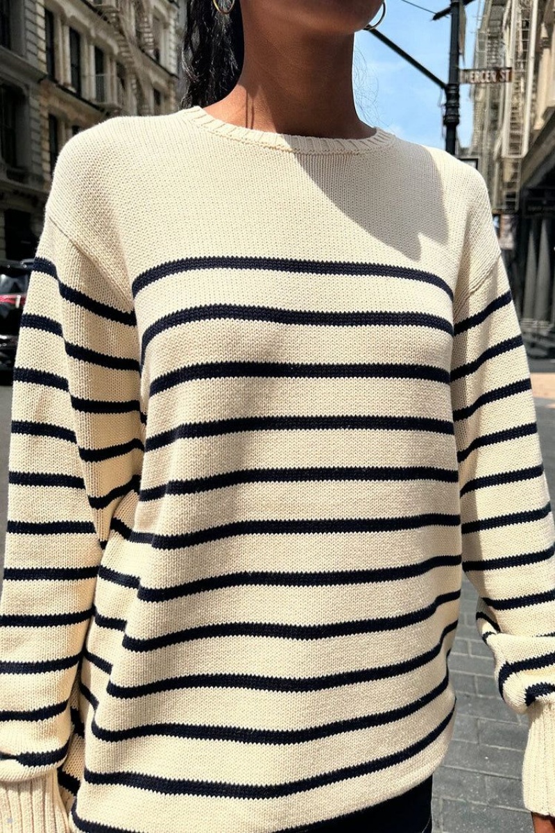 Blue White Brandy Melville Brianna Cotton Thin Stripe Sweaters | USA 94527-XHSU