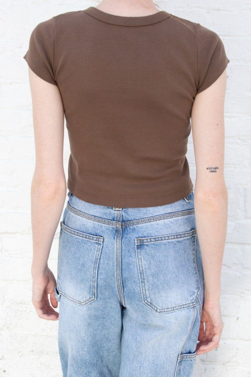 Brown Brandy Melville Ashlyn Tops | USA 23097-YOXV