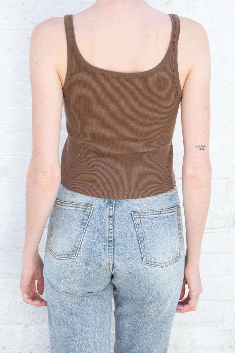 Brown Brandy Melville Beyonca Crop Tank Tops | USA 16537-MHKT