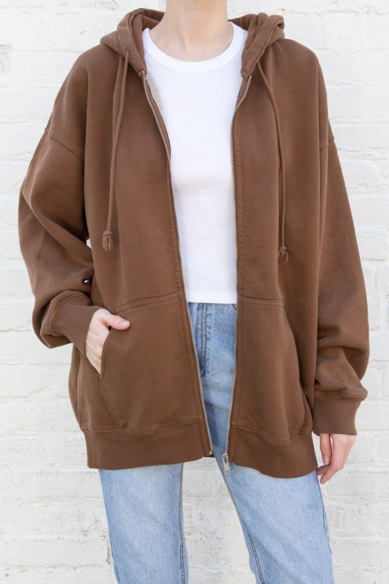 Brown Brandy Melville Christy Hoodie | USA 76549-TQJD