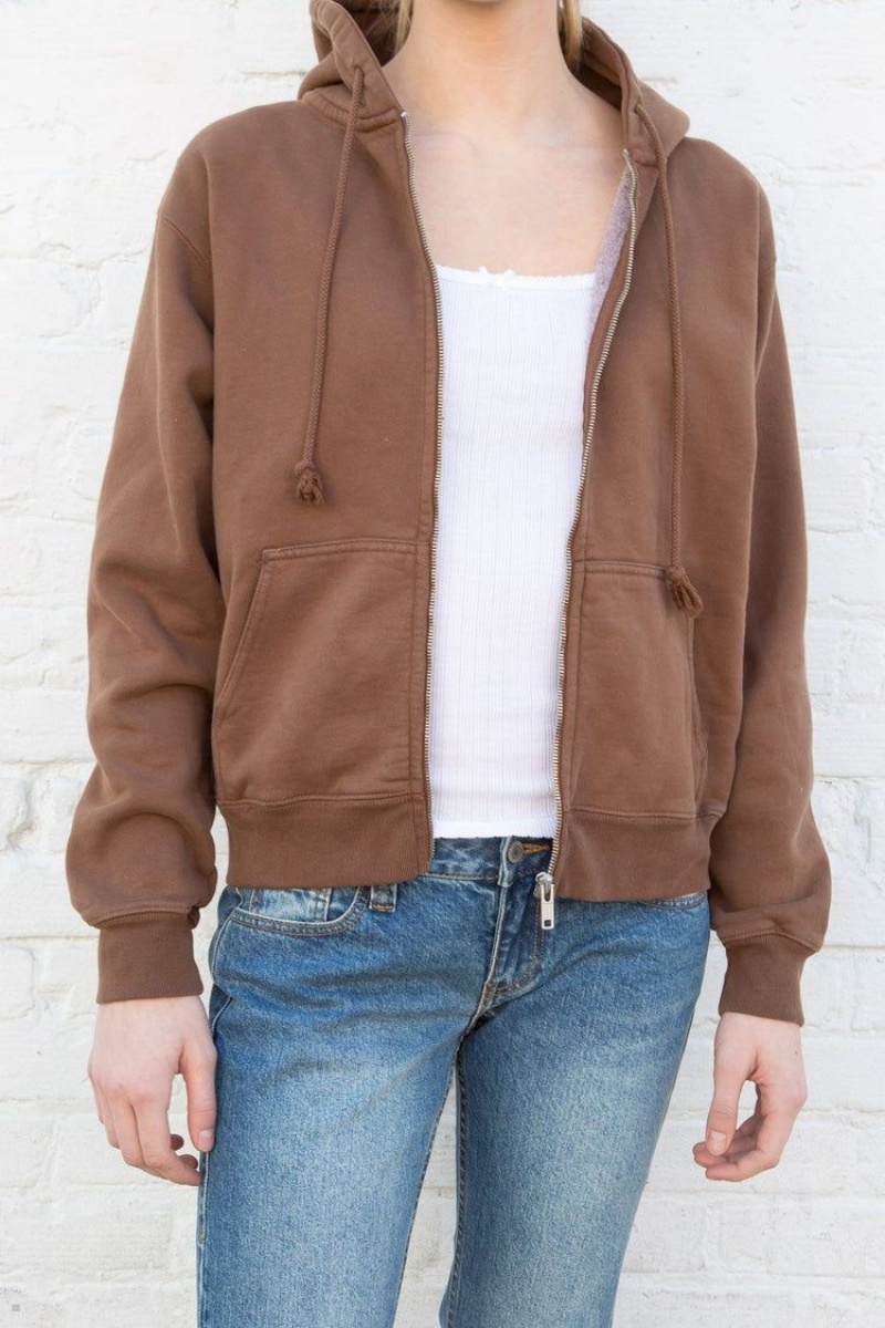 Brown Brandy Melville Christy Hoodie | USA 76549-TQJD