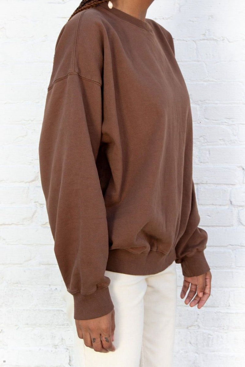 Brown Brandy Melville Erica Oversized Sweatshirts | USA 63024-CVLJ