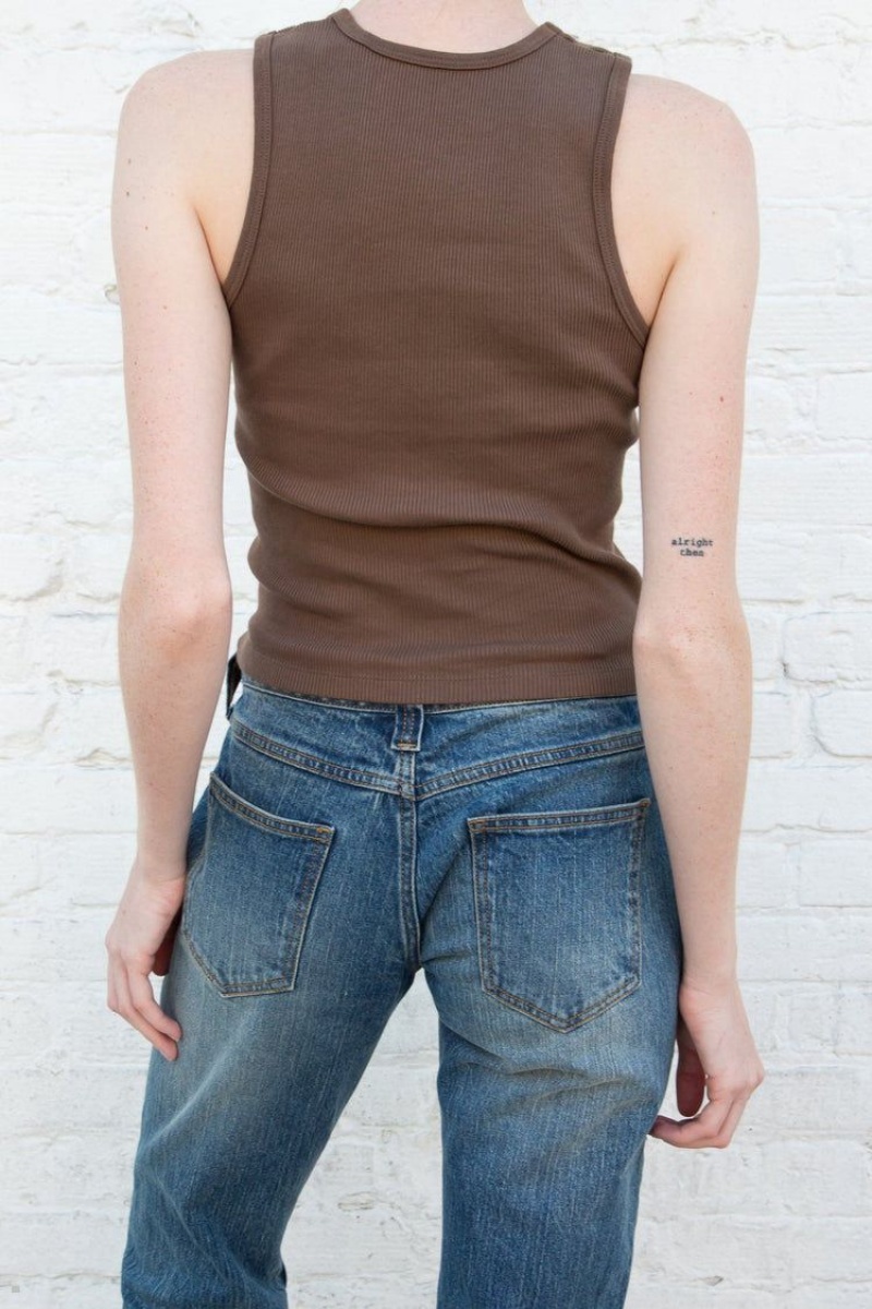 Brown Brandy Melville Natasha Tank Tops | USA 84527-CXWO