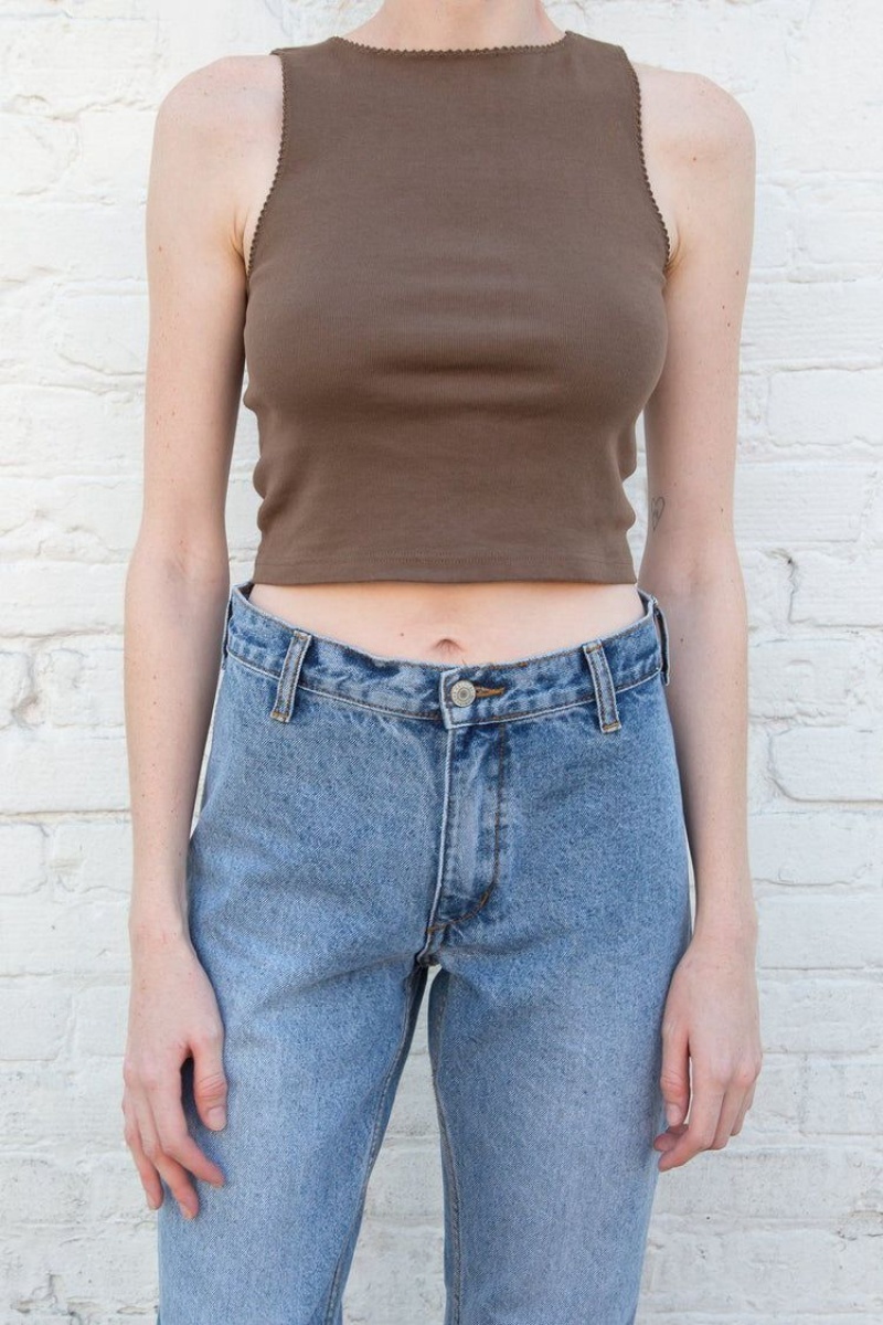 Brown Brandy Melville Vicki Tank Tops | USA 24536-NHBD